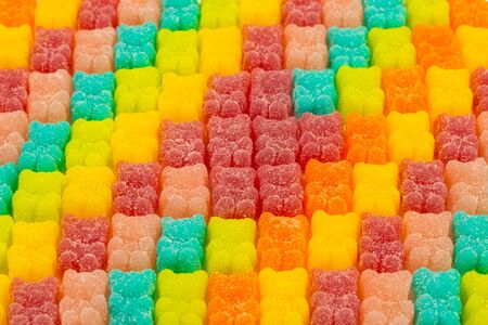 Jelly sweats bears rainbow pattern. Top view.の写真素材