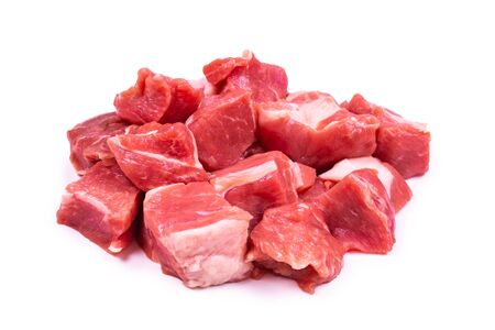 Fresh raw pork pieces isolated.の写真素材