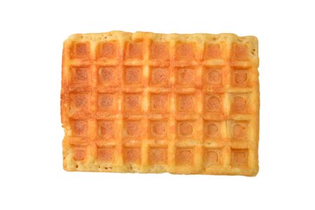 Belgian waffle isolated on white background. の写真素材