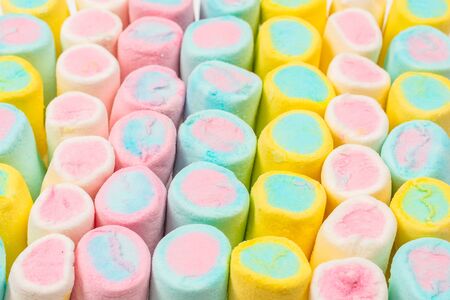 Colorful tasty marshmallow background. Top view. の写真素材