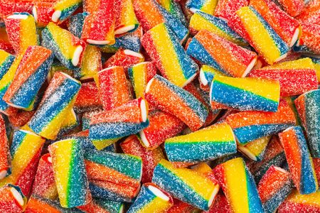 Colorful tubes, jelly candies. Top view. 
の写真素材