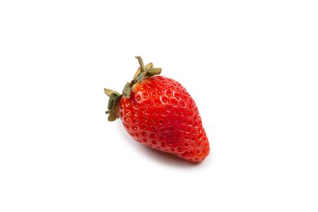 Strawberry. Fresh berries macro. Isolated on white. の写真素材