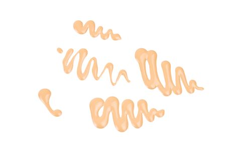 Liquid foundation swatch isolated on white background. Close Up of makeup cream sample.の写真素材