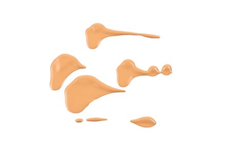 Liquid foundation swatch isolated on white background. Close Up of makeup cream sample.の写真素材