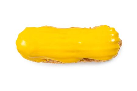 Fresh tasty eclairs isoalted on white background. Top view. 