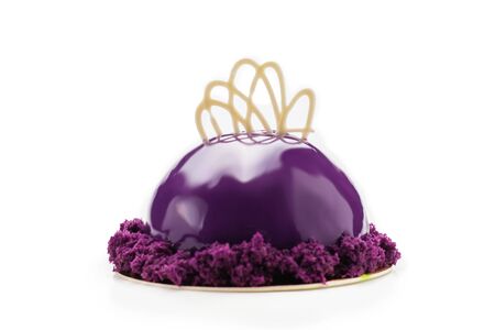 Tasty puding isolated on white background.  Copy space.の写真素材