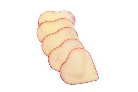 Piece of cheese isolated on white bacckground. の写真素材