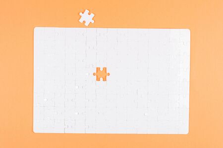 White puzzle background. Top view.の写真素材