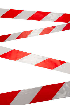 Red and white safety line isolated on white background.の写真素材