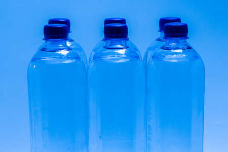 Group of plastic bottles with water.の写真素材