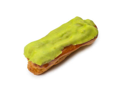 Fresh tasty eclairs isoalted on white background. Top view.の写真素材