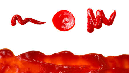 Red sauce splashes as background.の写真素材