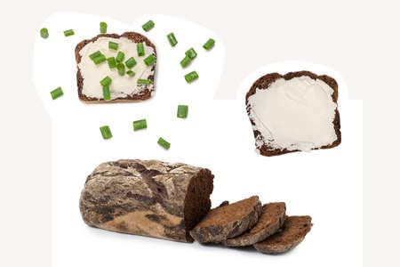 Brown bread isolated on white background.