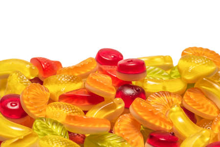 Assorted tasty gummy candies. Top view.の写真素材