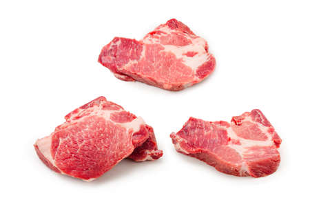 Raw pork isolated on white background.の写真素材