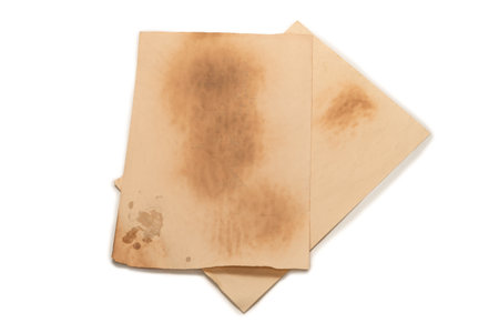 Old crumpled beige paper background.の写真素材