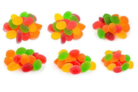 Colorful marmalade isolated on white background.の写真素材