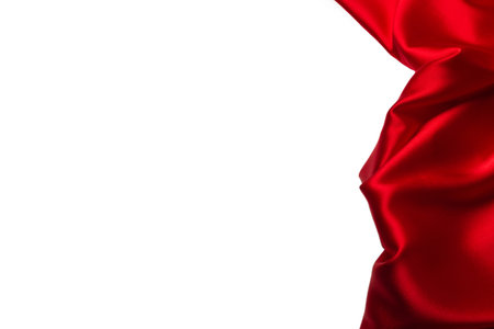Red silk or satin luxury fabric texture can use as abstract background. Top view.の写真素材