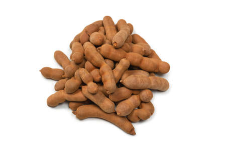 Sweet tamarind isolated on white background. Top view.の写真素材