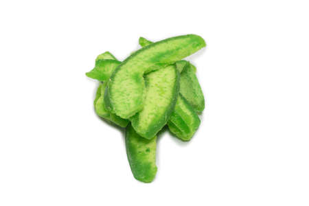 Slices of dried pummelo isolated on white background. Top view.の写真素材