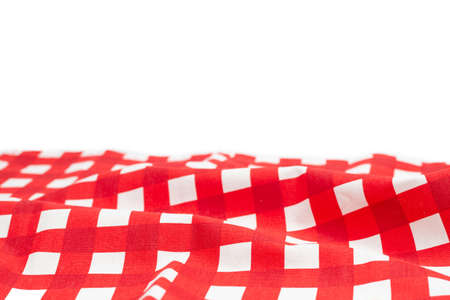 Red napkin isolated on white background. Copy space.