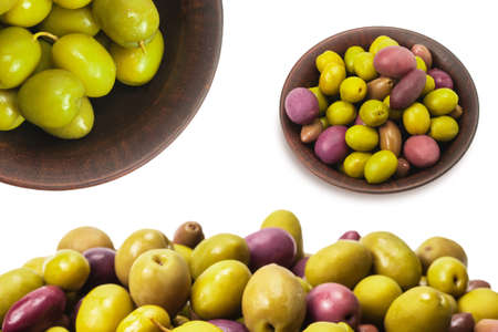 Tasty mix olives background. Top view.の写真素材