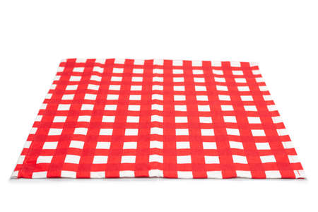 Red napkin isolated on white background. Copy space.