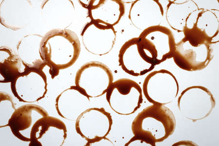 Coffee stains isolated on white background. Top view.の写真素材