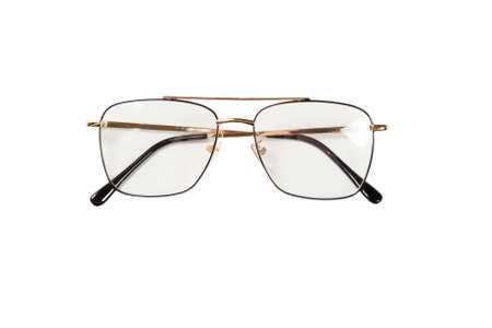 Transparent fashion glasses isolated on a white background.の写真素材