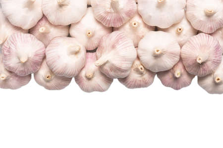 Garlic isolated on a white background. Top view.の写真素材