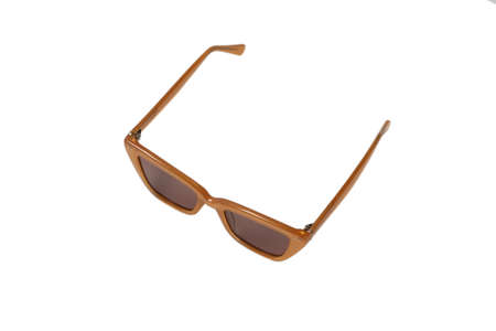 Woman brown trendy sunglasses isolated on a white background.