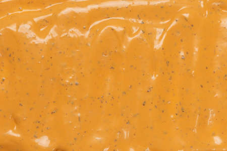 Whipped delicious sauce texture. Hamburger sauce background. Top view.の写真素材