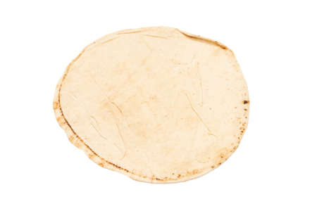 Grilled pitta bread isolated on white background. Top view.