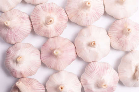 Garlic isolated on a white background. Top view.の写真素材