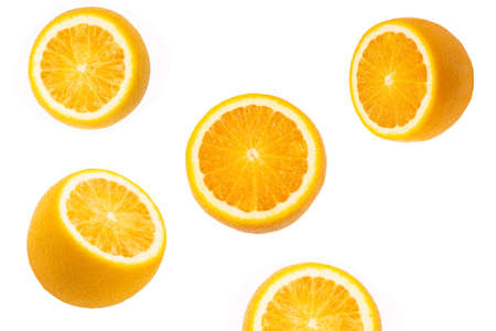Half juicy orange isolated on white background.の写真素材