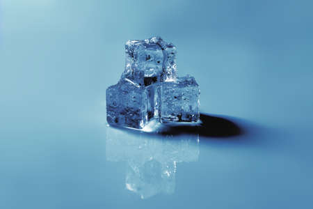 Ice crystal cubes, space for text or design.の写真素材