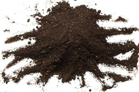 Black land for plant isolated on white background. Ground pattern.