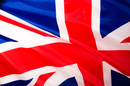Great britain flag as a background. Top view.