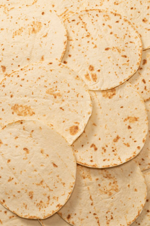 Pitta bread isolated on white background. Top view.