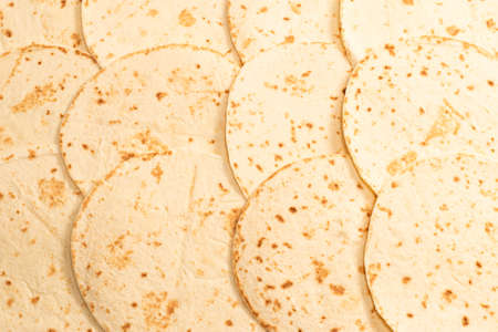 Pitta bread isolated on white background. Top view.の写真素材