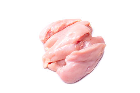 Raw chicken fillet isolated on white background. Top view.の写真素材