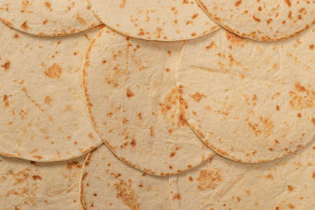 Pitta bread isolated on white background. Top view.の写真素材