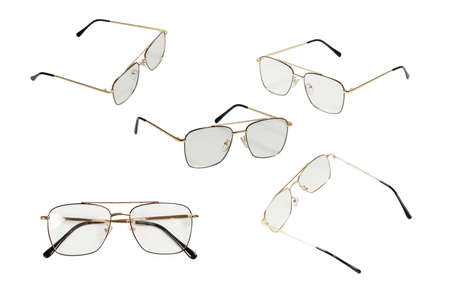 Transparent fashion glasses isolated on a white background.