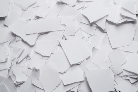 Empty white paper pieces as a background. Space for text or design.の写真素材