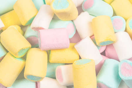 Colorful delicious marshmallow background. top view.の写真素材