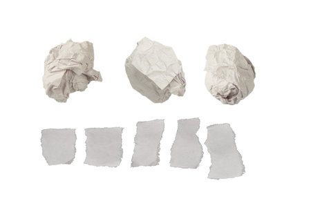 Empty white paper pieces isolated. Space for text or design.の写真素材