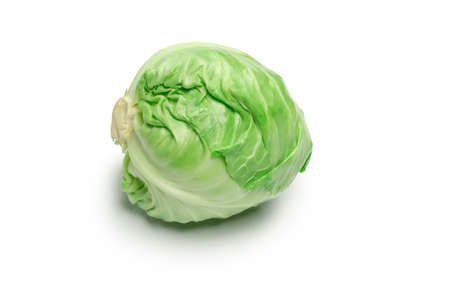 Fresh green cabbage isolated on a white background.