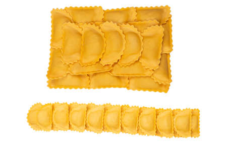 Raw ravioli as a background. Healthy italian food.の写真素材