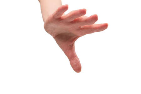 Woman hand isolated on a white background.
