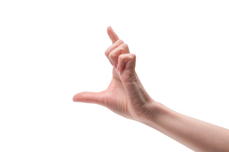 Woman hand isolated on a white background.の写真素材